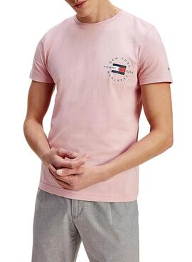 T-Shirt Tommy Hilfiger Cycle Chest Pink Homem