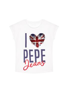 T-Shirt Pepe Jeans Maca Optic Branco para Menina