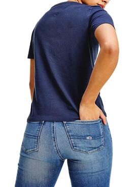 T-Shirt Tommy Jeans Soft Azul Marinho Mulher