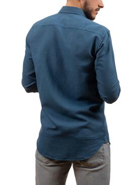 Camisa Klout Lino Azul para Homem