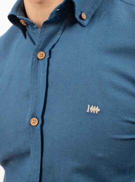 Camisa Klout Lino Azul para Homem