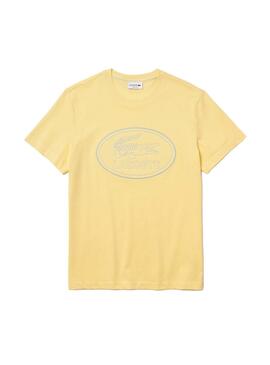 T-Shirt Lacoste Logo Bordado Amarelo para Homem