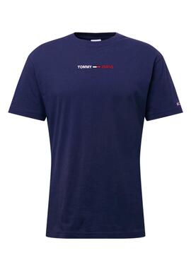 T-Shirt Tommy Jeans Linear Logo Azul Marinho Homem