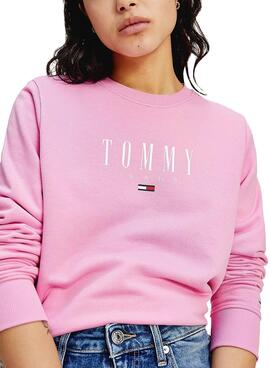 Sweat Tommy Jeans Regular Rosa para Mulher