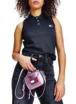 Polo Tommy Jeans Crop Preto para Mulher