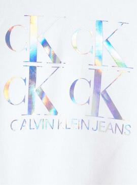 Sweat Calvin Klein Shine Logo Branco para Mulher