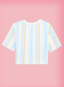 T-Shirt Tommy Jeans Pastel Crop Listras Multi Mulher