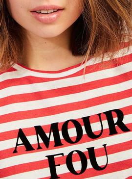 T-Shirt Naf Naf Amour Fou Vermelho para Mulher