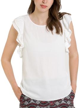 T-Shirt Naf Naf Babados Branco para Mulher